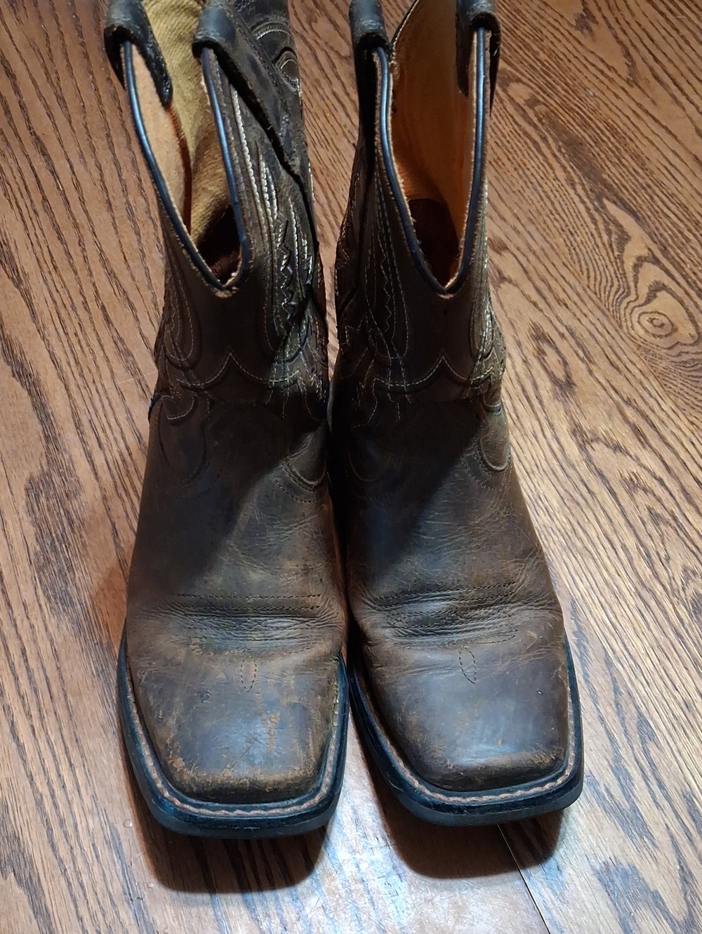Ariat Brown Leather Kids Cowboy Boots with Square Toe